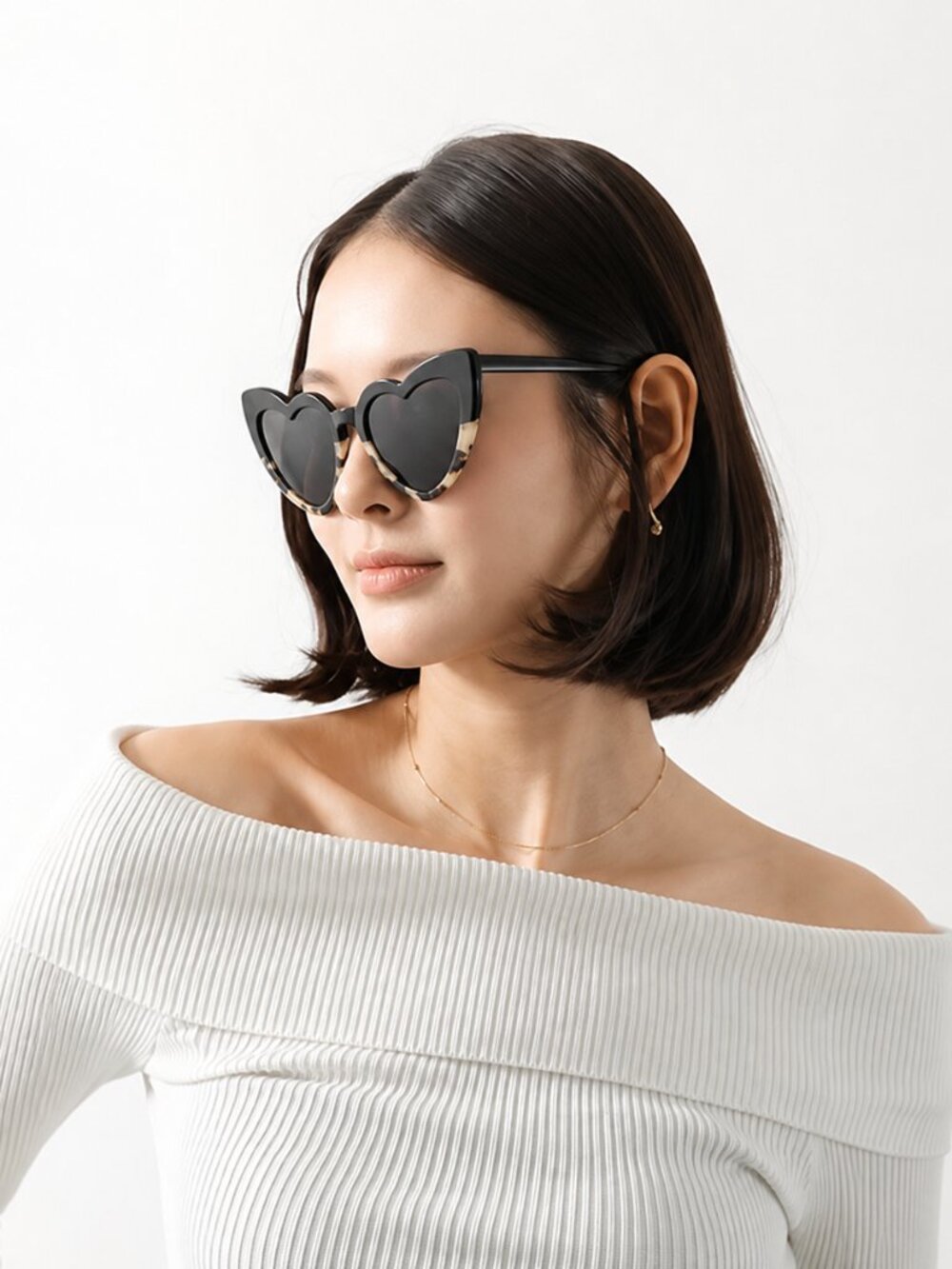 Saint Laurent SL181 LOU LOU 012 Sunglasses Black Geometric Frame, Grey Lenses